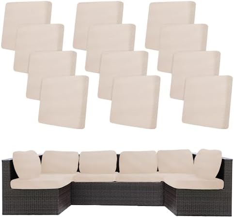 12 Pcs Outdoor Cushion Covers, Patio Sofa Cushion Covers Replacement by BIETYONE