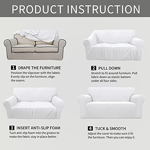 Easy-Going Stretch Oversized Loveseat Couch Covers Washable Snow White - Image 6