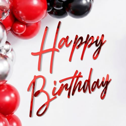 Yousoontic Happy Birthday Sign for Backdrop, 23 x 20 Inch, Classic, Red by Yousoontic