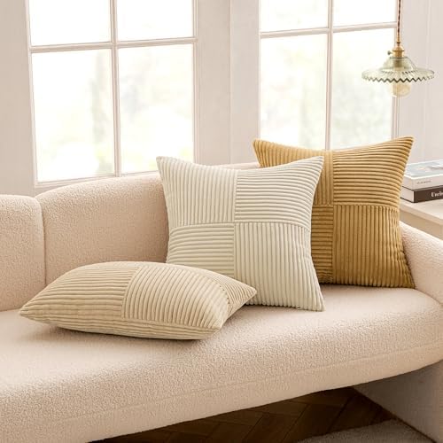 MIULEE Cream Yellow Decorative Throw Pillow Covers for Couch 18x18 Inch - Image 5
