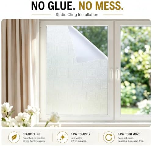 SUNBABY Frosted Glass Window Privacy Film, Static Cling, 29.5"x78.7" - Image 6