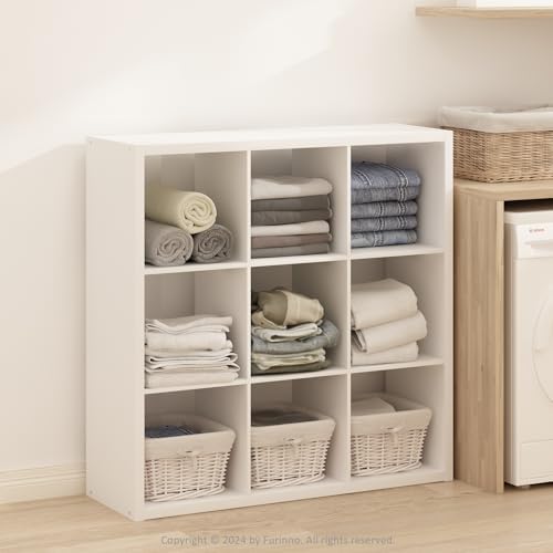 Furinno Simple 9-Cube Storage Organizer, Display Shelf, White - Image 2