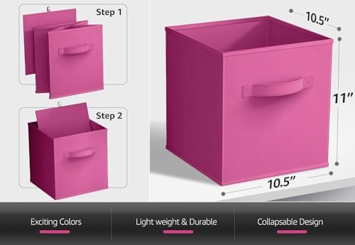 Sorbus Fabric Storage Cubes, 6-Pack Foldable Bins (11 Inch, Pink) - Image 3