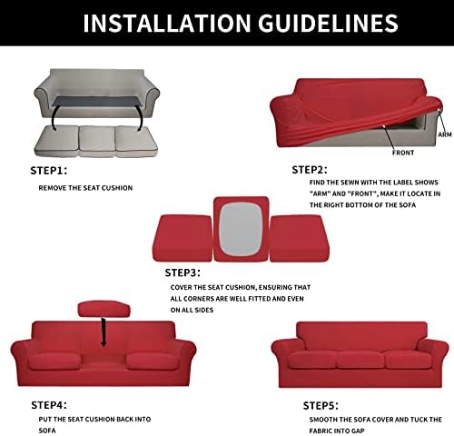 Easy-Going 4 Pieces Stretch Sofa Cover for 3 Cushion Couch Washable - Image 6