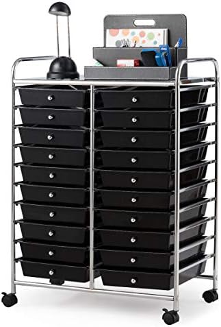 Giantex 20 Drawer Rolling Storage Cart Tools Scrapbook Paper Office School Organizer (25 x 15 x 35 Inch, Black) by Giantex
