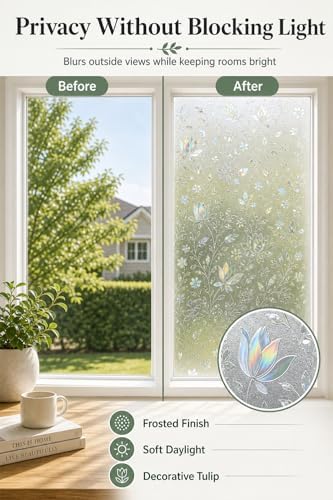 Decorative Privacy Window Film, Frosted Static Cling Glass Covering - Image 2