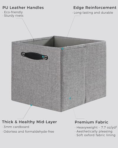 Cube Storage Bins | 13"x15"x13", Dim Gray, 4 Pack - Image 4
