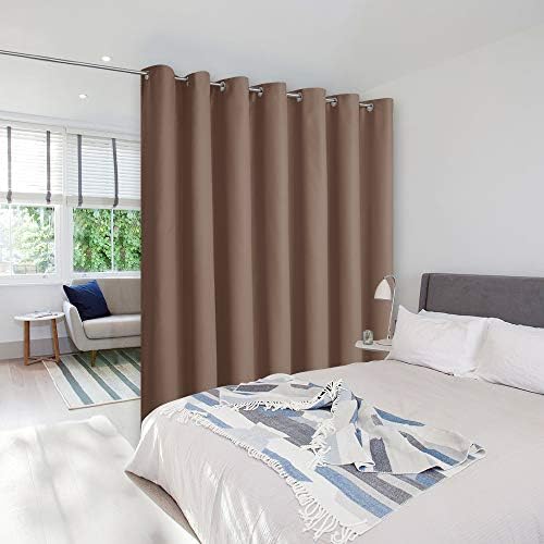 NICETOWN Wall Dividers for Rooms, Sound Barrier Room Divider Curtain Screen Partition, Function Thermal Blackout Patio Door Panel, Sliding Door Insulated Curtain, Cappuccino, 8.3ft Wide x 8ft Long by NICETOWN