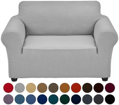 Joccun Stretch Chair Couch Cover,1-Piece Sofa Slipcover Spandex Jacquard Fabric Sofa Covers with Elastic Bottom,Washable Furniture Protector for Dogs,Cats,Kids(Armchair, Wide 35" - 55",Silver) by Joccun
