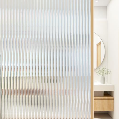 Beautyhero Adhesive Reeded Glass Window Film 3D Fluted Privacy 29.5x157.4'' by Beautyhero