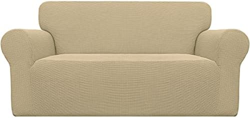 Easy-Going Stretch Oversized Loveseat Couch Covers Washable Beige by Easy-Going
