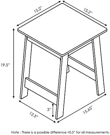 Furinno BEGINNING Side Table, Square Modern End Table with H-Legs, Night Stand, Bedside Table, Soft Edges, Easy Assembly, for Living Room, Bedroom, Espresso - Image 3