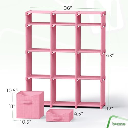 Cube Storage Organizer with Storage Bins Included - The Perfect Closet Organizers and Storage Solution. Includes 12 Storage Cubes, Great For Toy Storage, Closet Storage, Clothes Storage (Pink) - Image 3