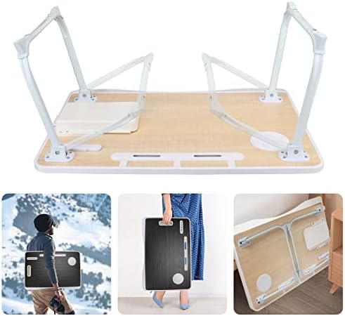 Laptop Bed Table, Laptop Desk for Bed, Foldable Laptop Bed Desk with USB Charge Port, Handle, Desktop Card Slot, Cup Slot, Side Drawer, Portable Laptop Table for Bed Eating Reading Working - Image 5