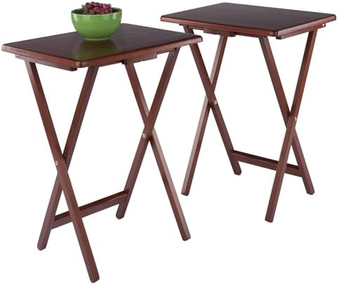 Winsome Alex Set of 2 Foldable Snack Tables, Walnut - Image 6
