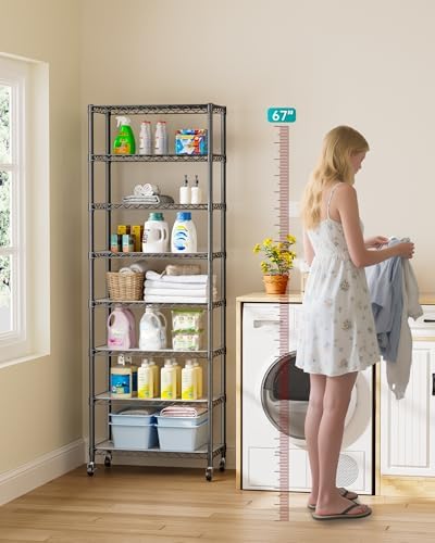 Golpart Shelves Storage Shelf Wire Closet Bathroom Organizers Metal Pantry - Image 2
