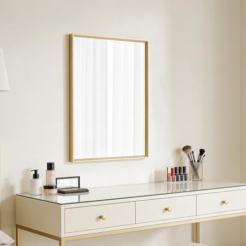 Bathroom Mirror for Wall, 24x16 Inch Framed Vanity Mirror Brushed Gold - Image 3