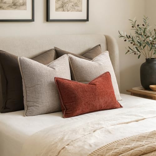 MIULEE Decorative Couch Throw Pillow Covers 20x20 Inch Taupe 2 Pack - Image 6