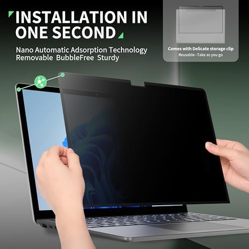 Nano 13.5 Inch Privacy Screen for Microsoft Surface Laptop 6/5/4/3/2/1, Removable Film Anti-Spy Filter Black Security Protector, Anti Glare Blue Light Shield Matte Screen Guard - Image 3