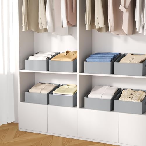 DIMJ Closet Storage Bins 10 Pack - Fabric Storage Baskets for Shelves, Collapsible Clothes Organizer with Handles, Trapezoid Shelf Organization Storage Cubes for Purse, Toys, Books, Towel, Clothes - Image 6