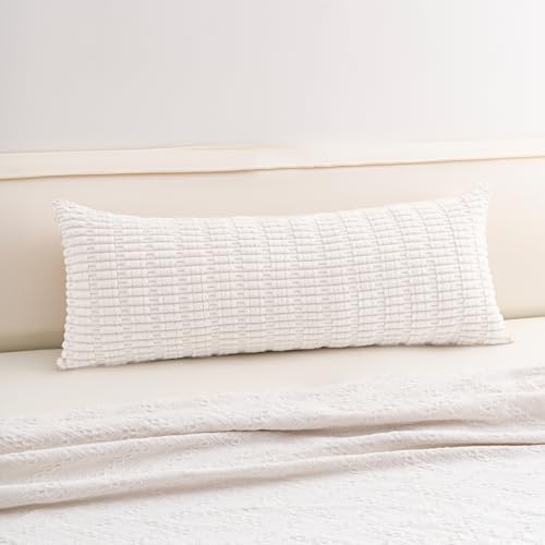 Aegero Corduroy Decorative Throw Pillow Covers 14x36 InchSoft Striped Pillow Covers Modern Farmhouse Home Decor for Sofa Living Room Couch Bed（White） by Unknown