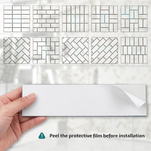 Peel and Stick Mirror Tiles, 3x12 Inch Beveled Antique Mirrror Backsplash Tiles for Kitchen Bathroom Wall 20 Pcs - Image 7