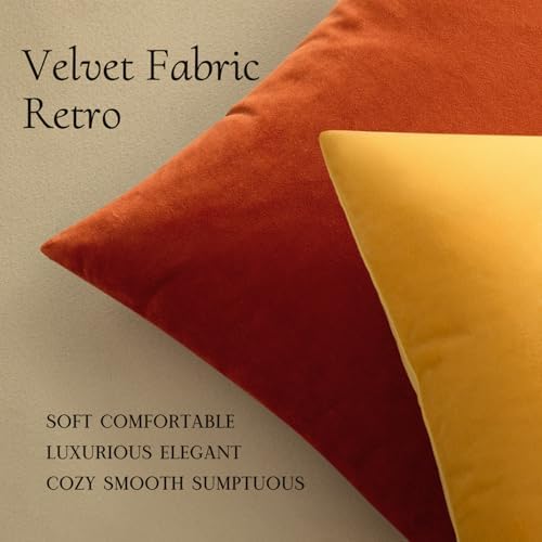 MIULEE Velvet Fall Throw Pillow Covers 16x16 Inch Pack of 2 Burnt Orange - Image 5