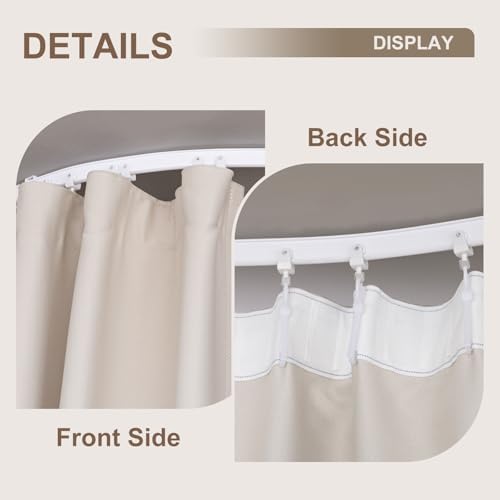 MaKefeile Room Divider Curtains & Flexible Bendable Tracks Set,Privacy Dividers Ceiling Track Curtain Window Blackout Curtains for Living Room Bedroom (W100 × H96 in 1 Panel Beige Drape & White Rail) - Image 5