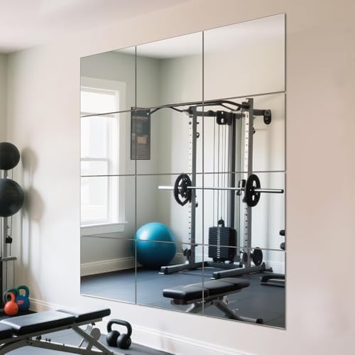 Full Length Wall Mirror Tiles, HD Glass Gym Mirror, Set of 12Pcs 12″×16″ Wall Mounted Mirrors for Home Gym, Dance Yoga Studio, Bedroom, Door - Image 3