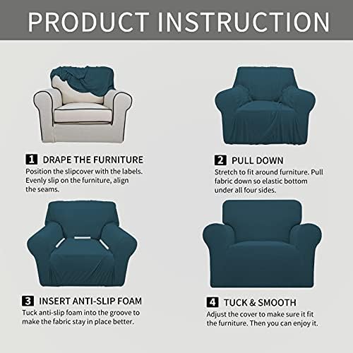 Easy-Going Stretch Oversized Chair Slipcover with Arm Washable Deep Teal - Image 6