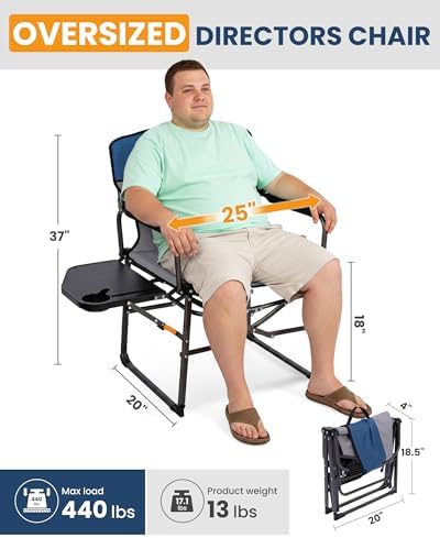 KingCamp 2 Pack Oversized Camping Directors Chairs, Heavy Duty 440lbs - Image 3