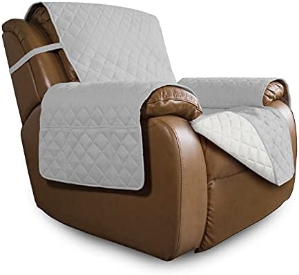 Easy-Going Oversized Recliner Cover Reversible Couch Cover Sofa Cover for Living Room Water Resistant Furniture Protector with Elastic Straps for Pets Dog (Oversized Recliner, Light Gray/Ivory) by Easy-Going