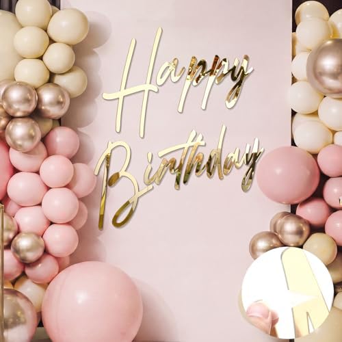 Yousoontic Happy Birthday Sign for Backdrop, 28.5 x 24 Inch, Classic, Gold by Yousoontic