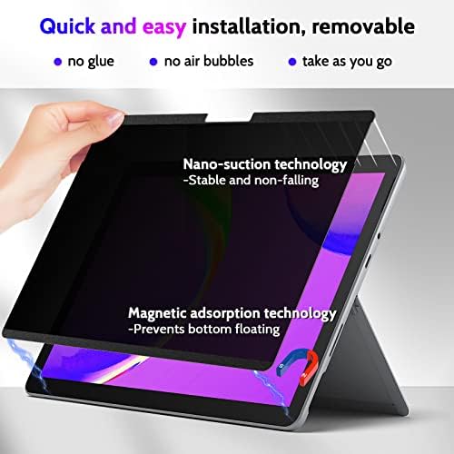 Peslv Magnetic Privacy Screen for Surface Pro 11/10/9/8/X 13 Inch, Removable Anti Blue Light Glare Filter, Black Security Private Apy Block Protector - Image 3