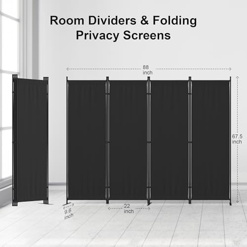 Folding Screen Room Divider 4 Panel for Room Separator 6FT - Image 2