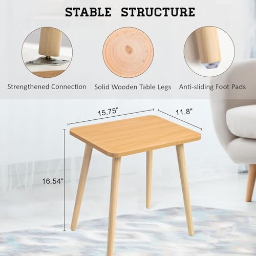 FORAOFUR Side Table, Modern Small End Table, Wood Nightstand for Living Room, Bedroom and Balcony, Rectangular Accent Table Home Decor, Easy Assembly, Natural - Image 3