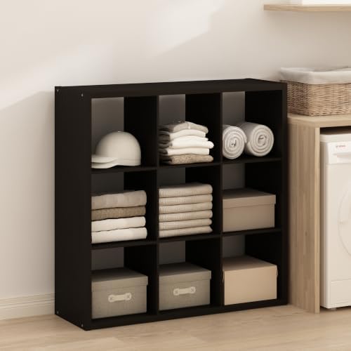 Furinno Simple 9-Cube Storage Organizer, Extra Thick Frame, Black Oak by Furinno-FitsYourSpaceFitsYourBudget