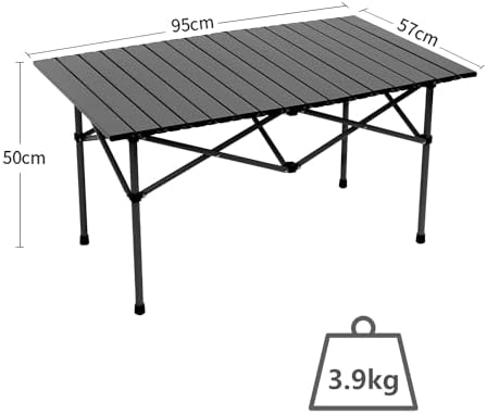 Wind Tour Portable Camping Table Folding Side Table Aluminum Lightweight Table with Carry Bag for Outdoor Cooking Hiking Picnics BBQ Travel (37.4 * 22.4 * 19.7Inches,Black) - Image 2