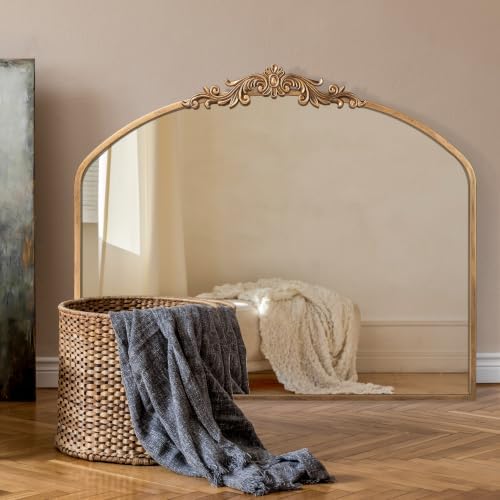 PERFNIQUE Vintage Mirror, 36" X 30" Gold Arched Antique Baroque Mirror - Image 2