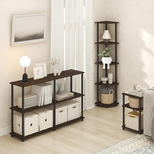 Furinno Turn-N-Tube 3-Tier Toolless Side Table, Compact, Brown Walnut - Image 4