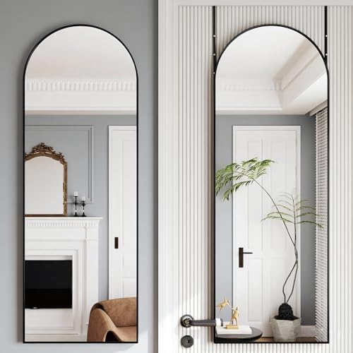 50"x 16" Door Mirror, Full Length Mirror Over The Door, Black by JAWGLOW