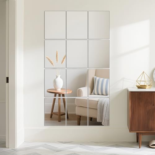 Wall Mirror Tiles Full Length, 16 x 12 Inch x 12Pcs Frameless Home Gym Mirror for Wall Mounted Decorative Full Body - Image 7