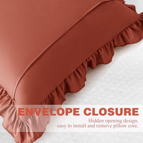 KKJIAF 2 Pack Ruffle Pillow Cases 18x18 Inches, Dusty Orange - Image 6