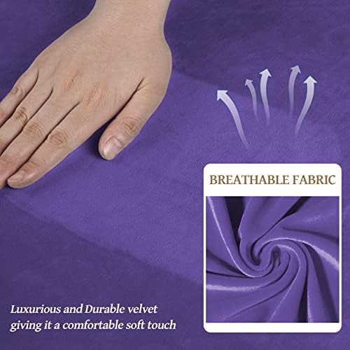 WEERRW 4 Pieces Couch Cover for Sofa Velvet Sofa Covers Washable, Purple - Image 4