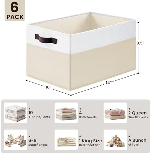 Criusia 6 Pack Large Toy Box Chest, Collapsible Sturdy Toy Storage Organizer Bins Baskets for Kids, Boys, Girls, Nursery, Playroom, Shelf Baskets for Lego Puzzle Balls, Game Organizer (14L*10W*9.5H) - Image 2