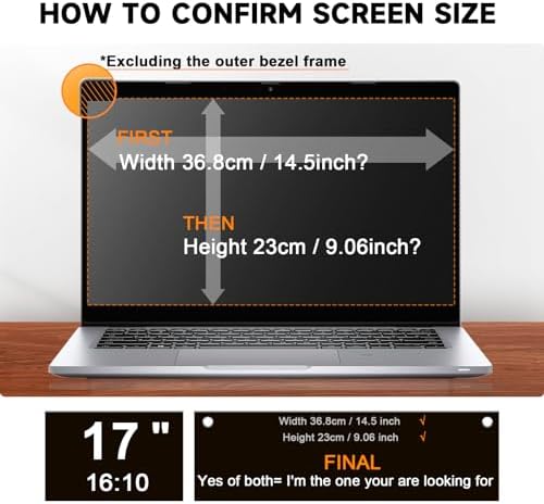 Mamol Laptop Privacy Screen 17 Inch for 16:10 Widescreen Display, Anti Blue Light Glare Filter, Removable Screen Shield, Anti-Scratch Screen Protector - Image 5