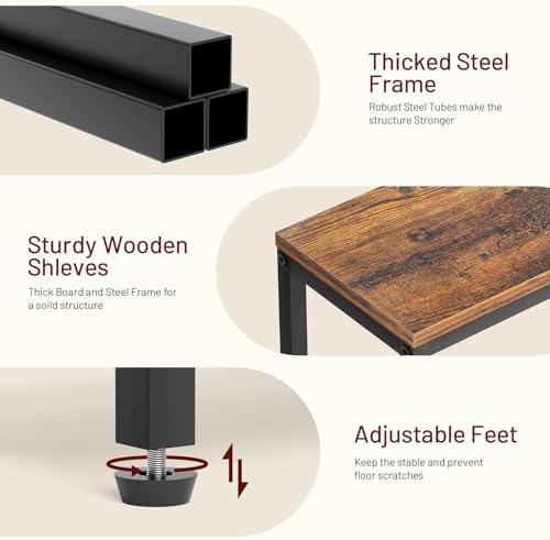 SLEEPING LAMB Narrow End Tables Living Room Set of 2 Small Side Table for Small Space, 2 Tier Slim Skinny Night Stand for Bedroom, Couch Beside Nightstands, Rustic Brown and Classic Black - Image 4
