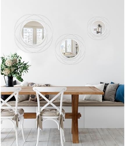 Wall Mirror Modern Metal Frame Arts Circle Mirror for Wall Decorative Home Living Room Balcony Bedroom Bathroom Hallway Farmhouse Entryway Gold 16” x 16” - Image 6