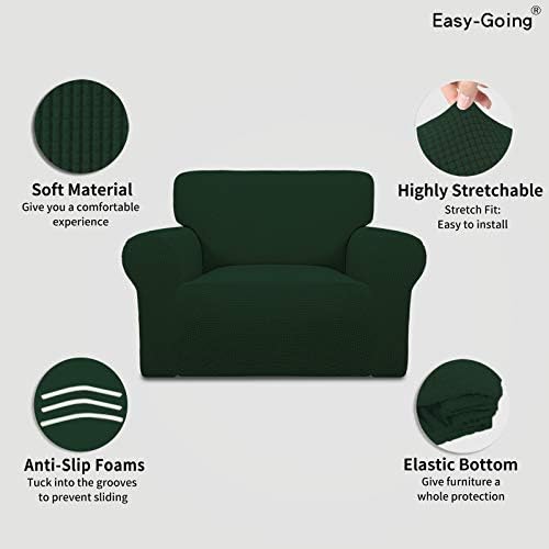 Easy-Going Stretch Oversized Chair Slipcover with Arm Washable Dark Green - Image 3