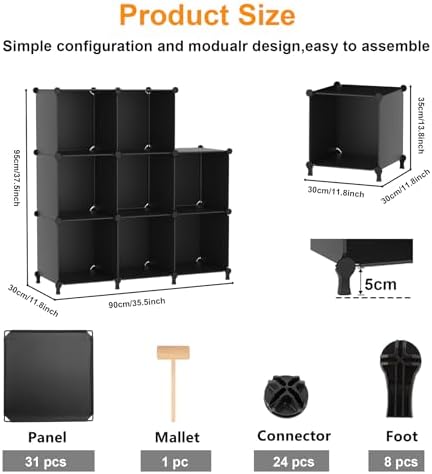 AWTATOS 8 Cube Storage Organizer, Closet Organizer Storage Shelf, Black - Image 5
